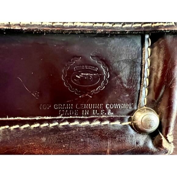 Vintage Leather Camera Bag / Case-Homa 1960s-Cowhide-Brown w Green Velvet-Large - Picture 5 of 9